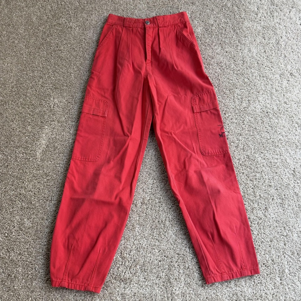 Vintage Esprit Cargo Pants Girls 12 Red Woven Pockets Button Fly School Fall